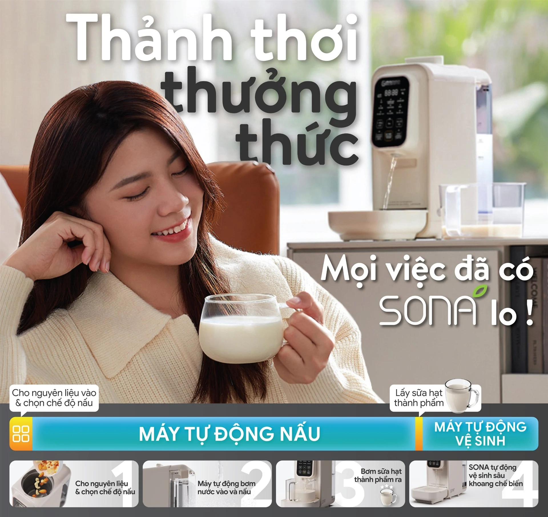 Máy Xay Sữa Hạt Tự Động 100% 2GOOD SONA I8 (1,2 Lít) - Bản Ca Nhựa
